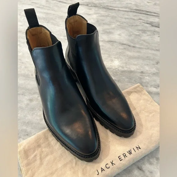 New Without Box Jack Erwin Leather Black Chelsea Boot - Picture 2 of 10